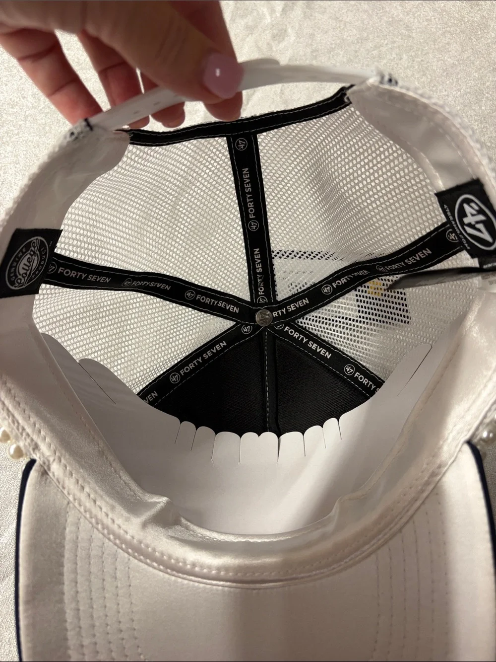 ’47 Navy Notre Dame Patch Trucker Hat with Pearls